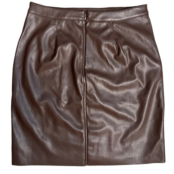 Banana Republic Dark Brown Vegan‎ Leather Mini Skirt Size 0 - Picture 6 of 8